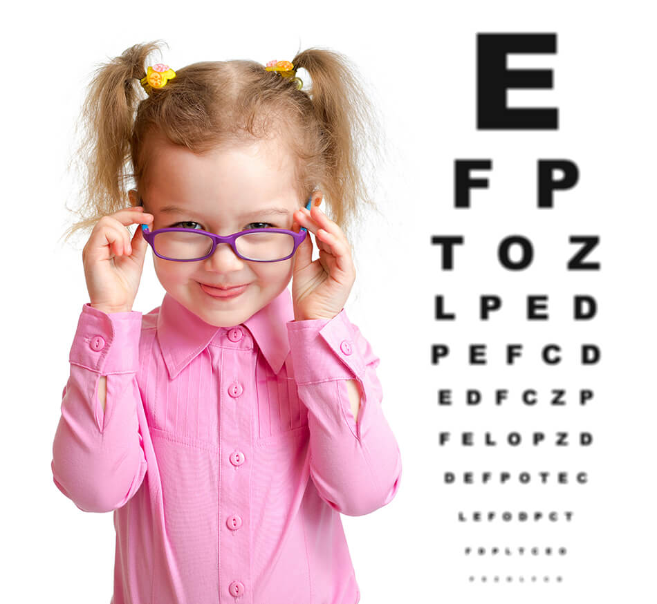 child taking an eye exam to improve vision