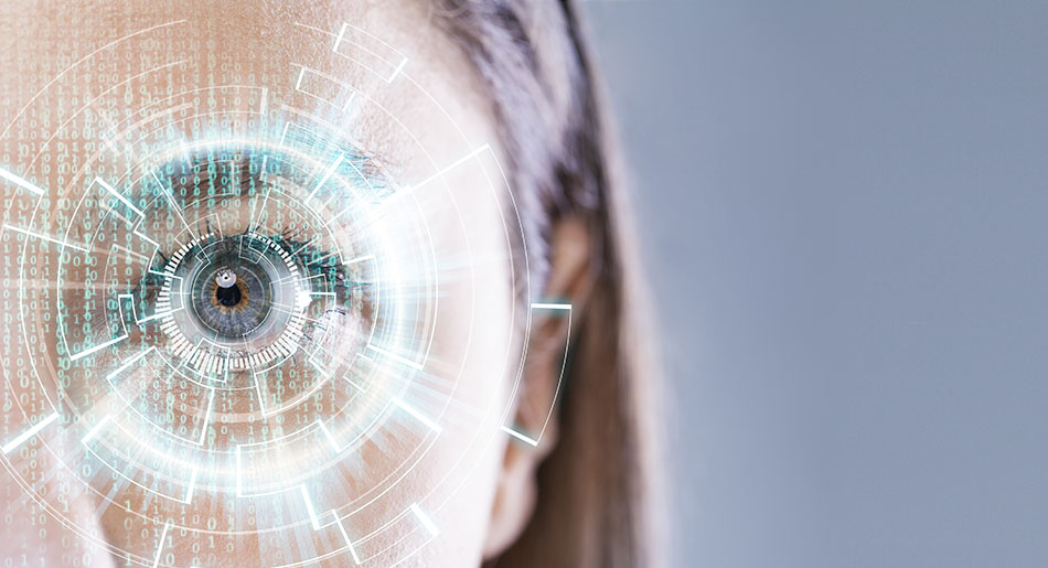 closeup of woman’s blue eye