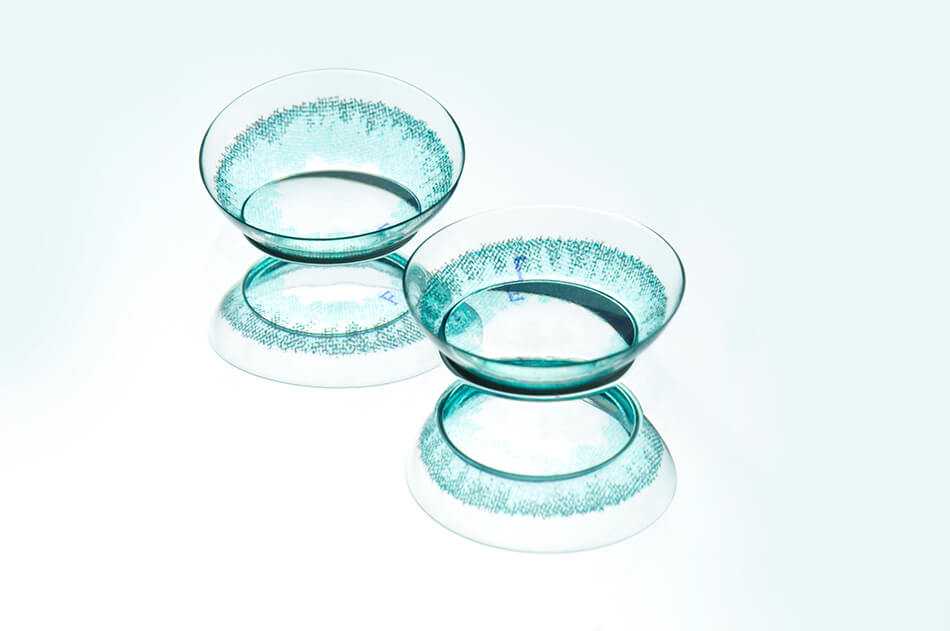 colour enhancing contact lenses on white background