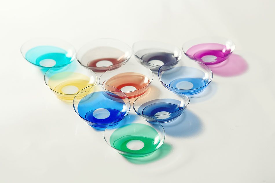 ten different coloured contact lenses
