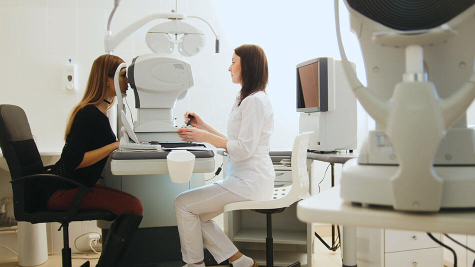 woman receiving eye exam