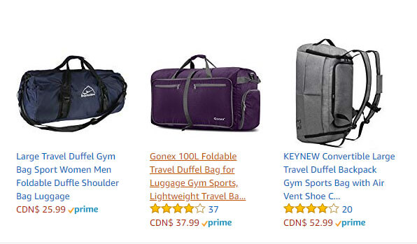 Foldable or Collapsible Duffle Bags and Backpacks.