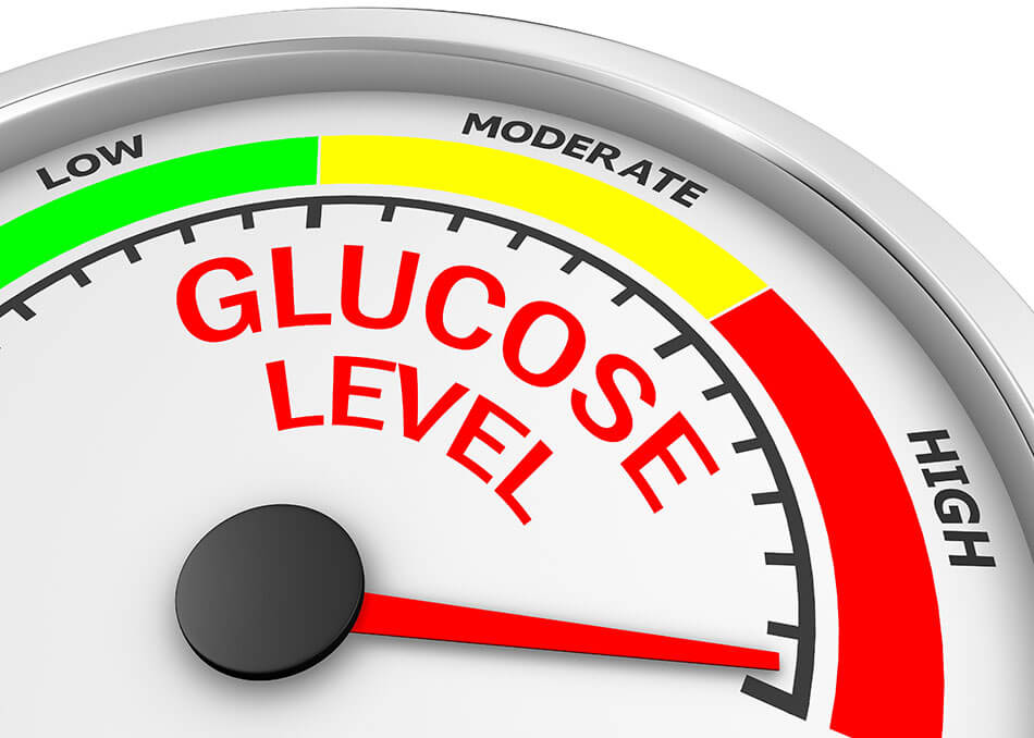 Scale with glucose levels pointing to High