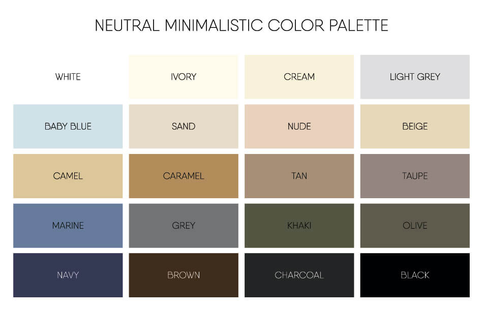 minimal colour chart to streamline your travel wardrobe