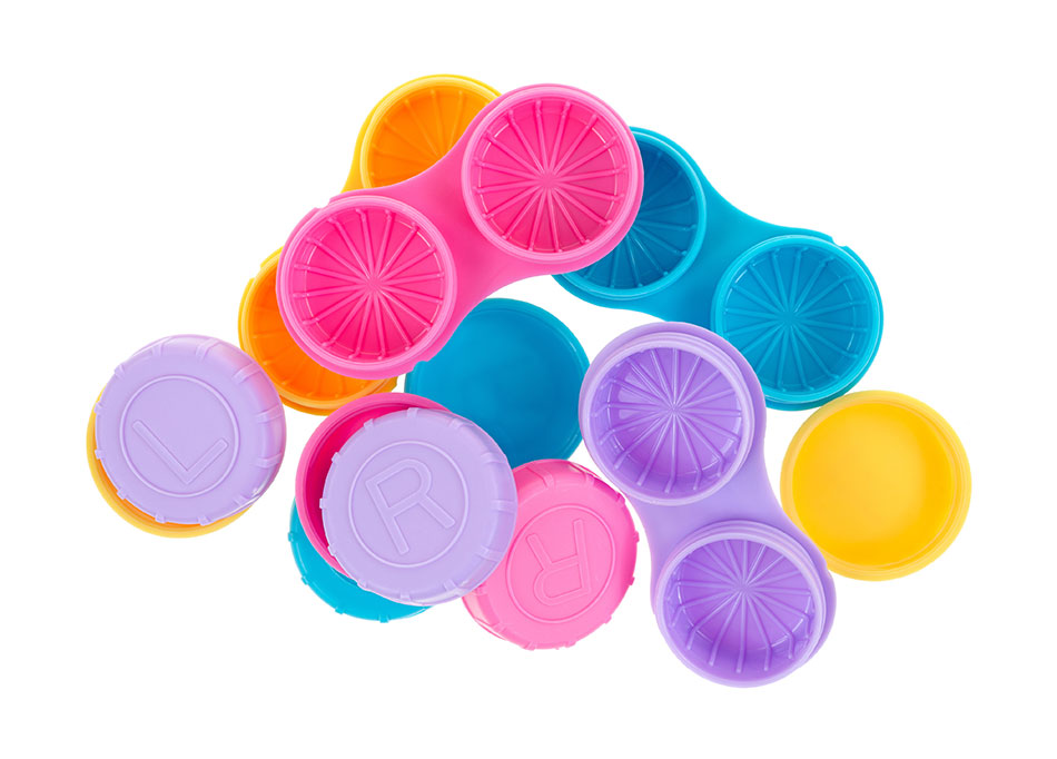 Multi-coloured contact lens cases