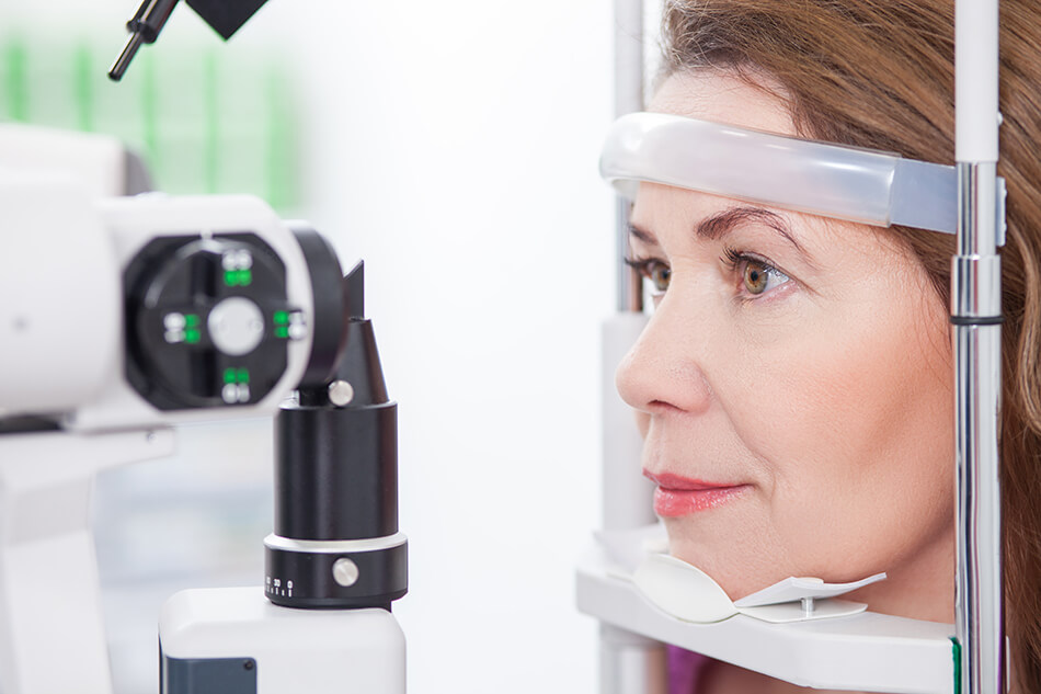 older woman having eye exam