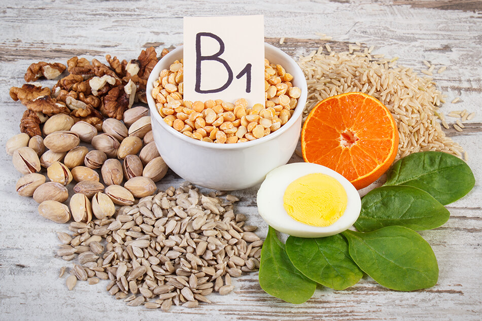 Group of vitamin B1 rich wholesome foods