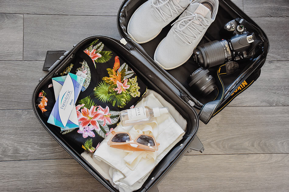 suitcase packed for vacation