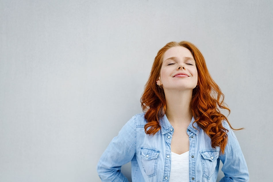 Woman smiling and relaxing