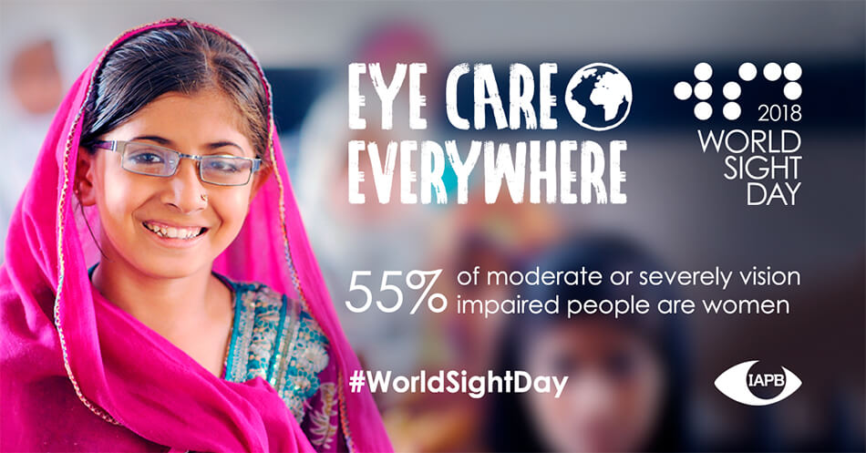 World Sight Day banner that reads 55 percent of vision impaired people are women