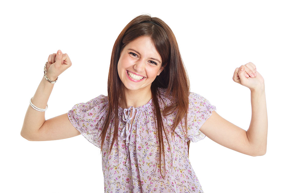 Mujer joven y feliz